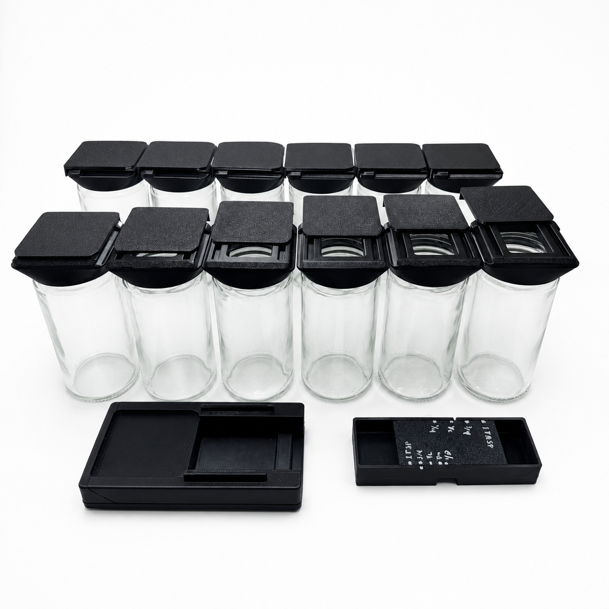 Block & Slide 4 oz Spice System — 12 Jar Set - Black